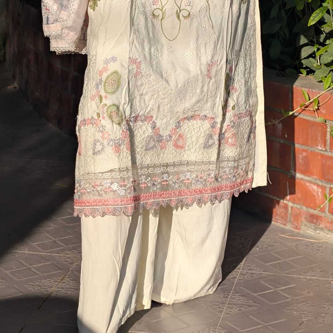 ,Premium,Cotton,Embroidery,3-Piece,Set,with,Chiffon,Georgette,Dupatta